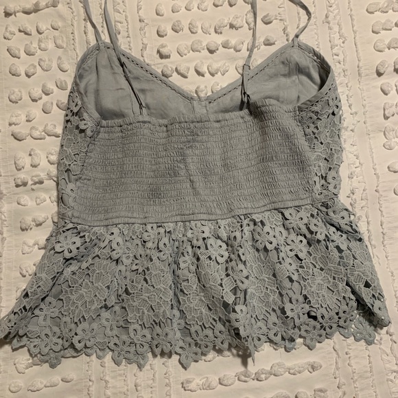 Baby Blue Abercrombie Lace Crop Top - Picture 2 of 3